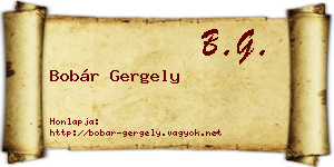 Bobár Gergely névjegykártya