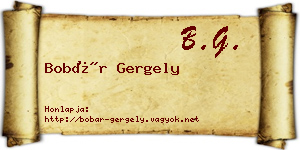 Bobár Gergely névjegykártya